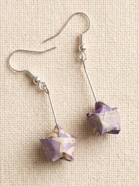 Handmade Origami Star Earrings | Japanese Scrapbook Paper